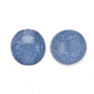 Perles acryliques avec pailletes 12 mm Bleu montana-argenté