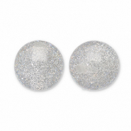 Perles acryliques avec pailletes 8 mm Gris-argenté