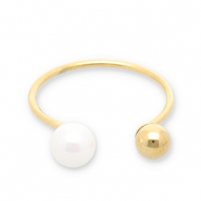 Bagues en acier Inox perles Doré-blanc