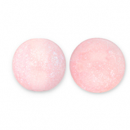 Perles acryliques avec pailletes 12 mm Rose clair-turquoise