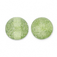Perles acryliques avec pailletes 12 mm Vert olive-argenté