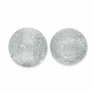 Perles acryliques avec pailletes 12 mm Gris-argenté