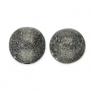 Perles acryliques avec pailletes 12 mm Noir-argenté