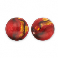 Perles en r&eacute;sine avec pailletes 14mm Rouge-dor&eacute;