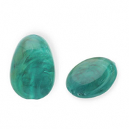 Perles acryliques en forme d'&oelig;uf Vert sarcelle-blanc