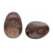 Perles acryliques en forme d'œuf Marron foncé-blanc