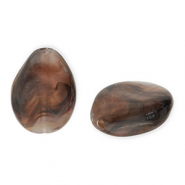 Perles acryliques goutte Marron-blanc