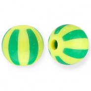 Perles acryliques 12 mm avec rayées Jaune-vert
