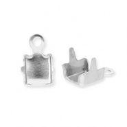 Appr&ecirc;ts en acier inox embout pour cha&icirc;ne strass 3mm Argent&eacute;