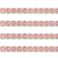 Cha&icirc;ne strass en acier Inox 4mm Dor&eacute;-rose