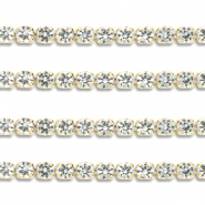 Cha&icirc;ne strass en acier Inox 4mm Dor&eacute;-cristal