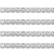 Cha&icirc;ne strass en acier Inox 3mm Argent&eacute;-cristal