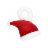 Breloques en verre bonnet de noël Rouge-blanc