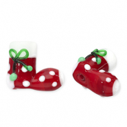 Perles en verre chaussette de noël Rouge-blanc