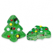 Perles en verre sapin de Noël Vert-multicolore