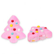 Perles en verre sapin de Noël Rose néon-multicolore
