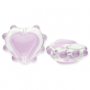 Perles en verre cœur Transparent-lilas