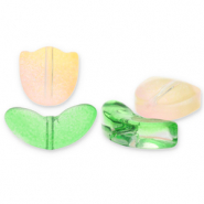 Perles en verre tulipe Rose pêche-vert