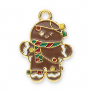 Breloques en acier Inox bonhomme pain d'épices Doré-marron-multicolore