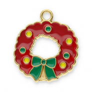 Breloques en acier Inox couronne de Noël Doré-rouge-vert-jaune