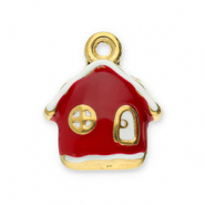 Breloques en acier Inox maison Doré-rouge-blanc