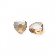 Perles à facettes Fashion coeur Beige pêche-pearl shine coating