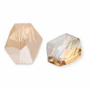 Perles à facettes Fashion hexagone Beige pêche-pearl shine coating