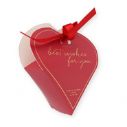 Bo&icirc;te &eacute;crin &agrave; bijoux c&oelig;ur "Best wishes for you" Rouge-dor&eacute;