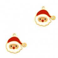Breloques en acier Inox Père Noël Doré-rouge