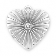 Breloques en acier Inox coeur avec strass Argenté-transparent