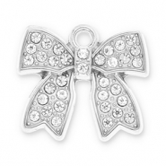 Breloques en acier Inox nœud avec strass Argenté-transparent