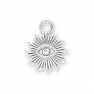 Breloques en acier Inox soleil Oeil Porte-Bonheur avec strass Argenté-transparent