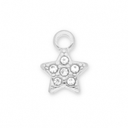 Breloques en acier Inox étoile avec strass Argenté-transparent