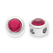 Perles en acier Inox disque Heishi avec strass Argenté-rose foncé