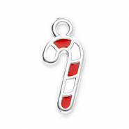 Breloques en métal DQ connecteur canne à sucre Argenté antique-blanc-rouge (sans nickel)