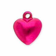 Breloques en métal petites cloches cœur Fuchsia