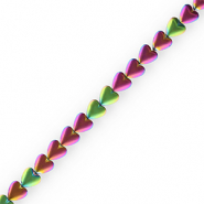 Perles hématites cœur Violet-vert-AB coating
