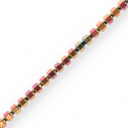 Perles hématites hexagone Rose-jaune-AB coating