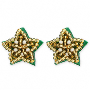 Boucles d'oreilles tendance étoile Doré-blanc-vert