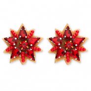 Boucles d'oreilles tendance étoile Rouge-argenté-marron