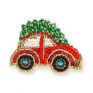 Broches voiture avec sapin de Noël Rouge-vert-doré-blanc