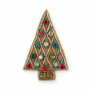 Broches sapin de Noël Marron clair-multicolore