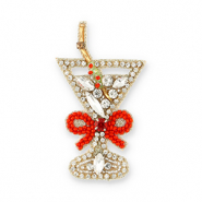 Broches verre à cocktail avec nœud Cristal-rouge-doé