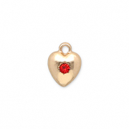 Breloques en métal cœur avec strass Doré-rouge
