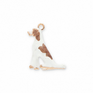 Breloques en métal chien Doré-blanc-marron clair