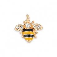 Breloques en métal abeille Doré-noir-jaune-transparent