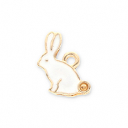 Breloques en métal lapin Doré-blanc