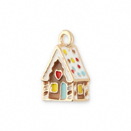 Breloques en métal maison en pain d'épices Doré-multicolore