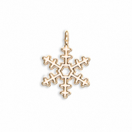 Breloques en métal flocon de neige Doré-blanc