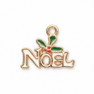 Breloques en métal "Noël" Doré-blanc-rouge-vert